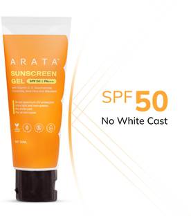 ARATA Sunscreen SPF 50+ PA+++ Sunscreen Gel | No White Cast, Non Sticky, Broad Spectrum
