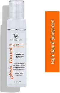 The bath and care Sunscreen - SPF 50 PA++++ Halo Guard Hydrating, Matte Finish No White Cast Cream