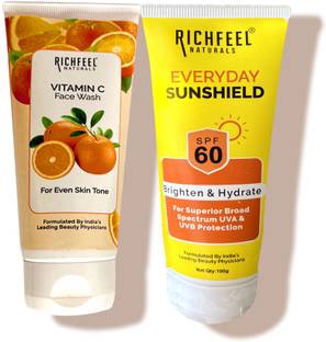 RICHFEEL Sunscreen - SPF 50 Sunscreen - SPF 60 Sunshield with SPF 60 With Face Wash (200 g)
