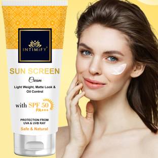 INTIMIFY Sunscreen - SPF 50 PA+++ For Dry, Sensitive, Oily & Combination Skin | UVA/B & Blue Light Protection