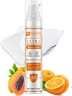 FULLLIGHT TECH Sunscreen - SPF SPF 50 PA++++ PA++++ Ultra Protection Sunscreen | UVA/B & Blue Light Protection |Papaya & Vitamin C |