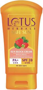 LOTUS HERBALS Sunscreen - SPF 20 PA+ Safe Sun Sun Block Cream Breezy Berry Sweat & Water Proof,Non Greasy