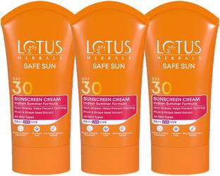 LOTUS Sunscreen - SPF 30 PA++ Safe Sun Sun Block Cream pack 3 (300g)