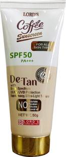 LORD'S Sunscreen - SPF 50 PA+++ Coffee sunscreen Te-Tan UVA& UVB Protection SFP50 PA+++ all skin types 50g