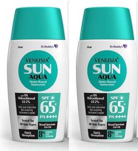venusia Sunscreen - SPF 65 PA++++ AQUA Water based || UVA , UVB protection |50 ml x Pack of 2