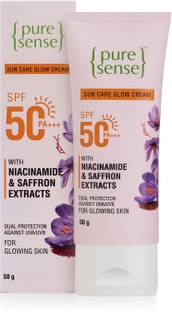 प्योरसेंस केसर एक्सट्रैक्ट और नियासिनमाइड के साथ सनस्क्रीन ग्लो क्रीम SPF - 50 PA+++