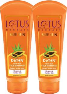 LOTUS HERBALS Sunscreen - SPF 50 Safe Sun DeTan After-Sun Face Wash Gel_100g ( Pack of 2 )