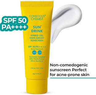 Conscious Chemist Sunscreen - SPF 50 PA++++ Ceramides Sunscreen SPF 50 PA++++ | Hyaluronic & Squalane | No White Cast
