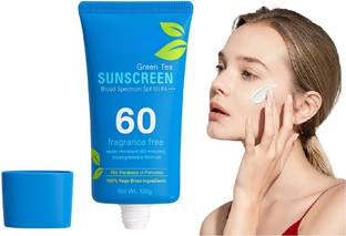 nuvya Sunscreen - SPF 60 PA+++ Green Tea Sunscreen SPF 60 PA+++ – 100g, Biodegradable & Vegetarian Formula