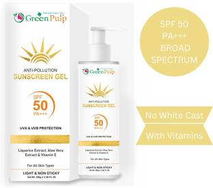 GREEN PULP Sunscreen - SPF 50 PA+++ Anti Pollution Sunscreen Gel SPF 50 PA+++ UVA & UVB Protection