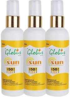 Globus Remedies Sunscreen - SPF 50 PA+++ Sunscreen Lotion With Fairness SPF 50 PA+++ Pack of 3