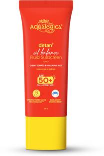 Aqualogica Sunscreen - SPF 50 PA++++ Detan + Oil Balance Fluid Sunscreen Ultra-Light Fluid Texture for Oily Skin