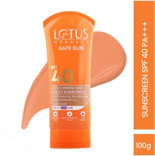 LOTUS HERBALS Sunscreen - SPF 40 PA+++ Safe Sun 3 In 1 Matte Look Daily Sunblock SPF 40 (100G)
