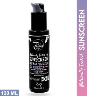 7elwa Sunscreen - SPF 50 PA+++ Naturally Tinted Sunscreen | SPF 55+ | Zinc Oxide | Matte Finish | 120 ml