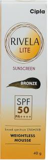 Rivela Sunscreen - SPF 50 PA++++ Lite Sunscreen Bronze SPF-50+ 40g 40
