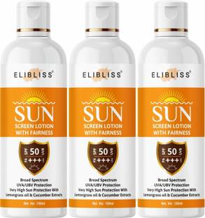 ELIBLISS Sunscreen - SPF 50 PA+++ Sun Expert Fairness UV Lotion for All Skin Type- SPF 50 PA+++ Pack of 3