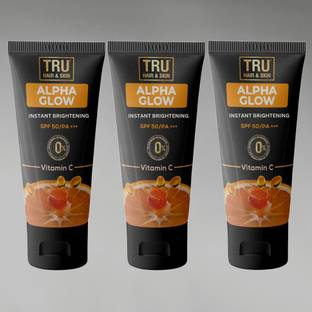 TRU HAIR & SKIN Sunscreen - SPF 50 PA+++ Alpha Glow for Men | Instant Brightening