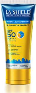 La Shield Sunscreen - SPF 50 PA+++ La_Shield Pollution Protect Mineral Sunscreen Gel For all skin type | Non Oily