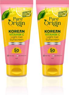 Pure Origin Sunscreen - SPF 50 PA++++ Korean Vitamin C Bright Boosting Light Gel Sunscreen (Pack of 2)