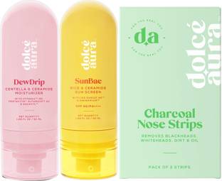 Dolcé Aura Sunscreen - SPF 50 PA++++ (50ml) & Nose Strips(3 strips) & Centella Ceramide Moisturiser