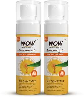 WOW SKIN SCIENCE Sunscreen - SPF 50 PA++++ Sunscreen Gel For All Skin Types|With Glutathione & Aloe Vera Extract |Pack of 2