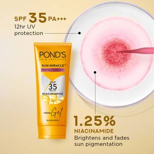 POND's Sunscreen - SPF 50 PA+++ Creme Gel Sun Miracle Protect & Bright, With Niacinamide