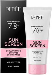 Renee Sunscreen - SPF 70 PA++++ Pore Minimizing Gel, Enriched With 2% Peptides, 3% Multivitamins, 2% Niacinamide