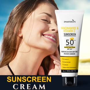 smartdrops Sunscreen - SPF 50 PA+++ Mineral Sunscreen Cream | Oil-free & Multivitamin Cream | Sun Cream