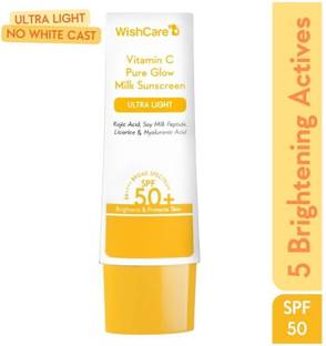 WishCare Sunscreen - SPF 50+ PA++++ Vitamin C Pure Glow Face Sunscreen SPF 50 PA++++ -Broad Spectum Ultra Light