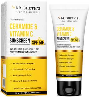 Dr. Sheth's Sunscreen - SPF 50 PA+++ Ceramide & Vitamin C |In-Vivo Tested| SPF 50+ Pa++++| All Skin Types