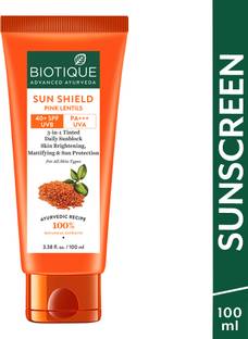 BIOTIQUE Sunscreen - SPF 50 Pink Lentils Matte Look Sun Block Sunscreen Spf40