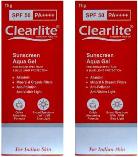 DOOMSDAY Sunscreen - SPF 50 PA++++ CLEARLITE SUNSCREEN AQUA GEL FOR COMPLETE PROTECT SUN RAYS PACK OF- 75g x 2