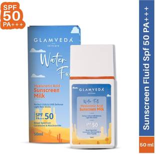 GLAMVEDA Sunscreen - SPF 50 PA+++ with Hyaluronic & Ceramide for Waterlight Bright, Dewy Glowing Skin