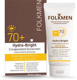 FolkMen Sunscreen - SPF 70 PA++++ Hydra-Bright SPF 70 PA++++ Encapsulated Sunscreen Brightening & Moisturizing