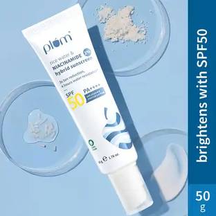 Plum Sunscreen - SPF 50 PA+++ 2% Niacinamide & Rice Water Sunscreen | Brightens, No White Cast | Dermat-Tested