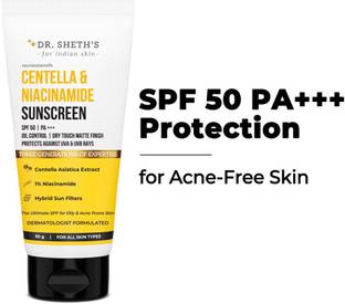Dr. Sheth's Sunscreen - SPF 50 PA+++ Centella & Niacinamide Oil & Acne Control Sunscreen for Oily & Acne-Prone Skin