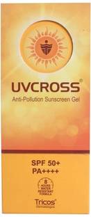 UVCROSS Sunscreen - SPF 50 PA++++ Anti Pollution Sunscreen Gel Tricos 50GM