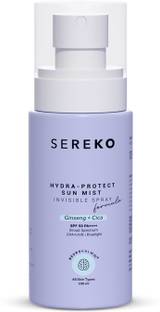 SEREKO Sunscreen - SPF 50 PA++++ Hydra-Protect Sun Mist Spray With Ginseng & Cica No White-Cast | Water Resistant