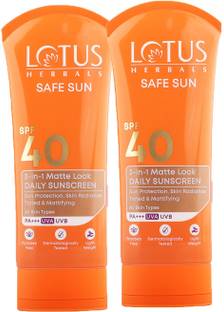 LOTUS HERBALS Sunscreen - SPF 40 PA+++ Safe Sun 3 In 1 Matte-Look Daily Sunscreen