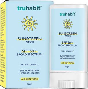 TruHabit Sunscreen - SPF 50 PA+++ Sunscreen Stick (13gm) Dermatologically Tested Sunscreen SPF 50 PA+++ with Vit.C