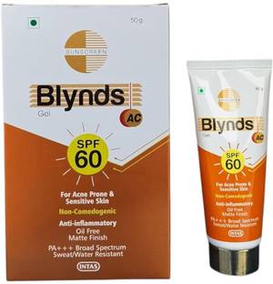 Blynds Sunscreen - SPF 60+ PA+++ ACSunscreen Gel, SPF 60+ PA+++, Non-Comedogenic, Lightweight Formula (PACK OF 1)