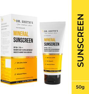 Dr. Sheth's Sunscreen - SPF 50 PA+++ Ultra Lightweight SPF 50 Mineral Sunscreen with Zinc Oxide || No white cast