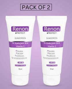 Renon Sunscreen - SPF 50 PA+++ Power of 3|Rice water|Vitamin C|Hyaluronic|Sunscreen for Oily Skin