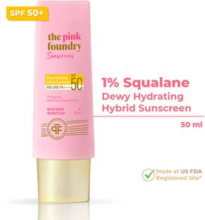 The Pink Foundry Sunscreen - SPF 50 PA++++ Dewy Hydrating Hybrid Sunscreen | 1% Squalene | All Skin Types | Vegan