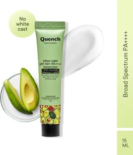 Quench Sunscreen - SPF 50 PA++++ Ultra Light SPF 50+ PA++++ Sunscreen with Vitamin E & Avocado for Glowing Skin