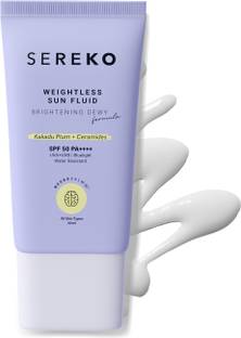 SEREKO Sunscreen - SPF 50 PA++++ Weightless Sun Fluid Brightening Dewy Formula | UVB-UVA & Blue Light Protection