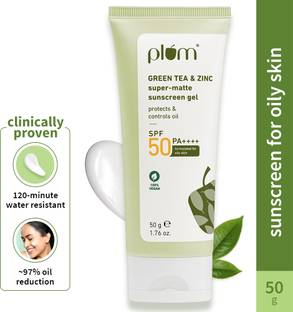 Plum Sunscreen - SPF 50 PA++++ Green Tea & Zinc Super-Matte SPF 50 Sunscreen Gel | For Oily Skin |
