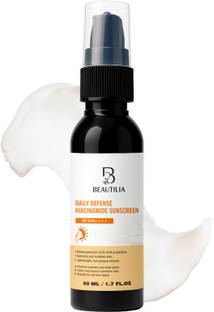 BEAUTILIA Sunscreen - SPF 50 PA++++ Niacinamide Sunscreen for Face | UV Protection & Hydration Lightweight Sunscreen