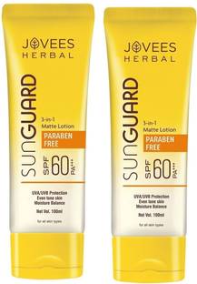 JOVEES Sunscreen - SPF 60 PA+++ Sun Guard 3 in 1 Matte Lotion SPF 60|PACK OF 2