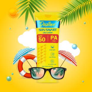 Dazller Sunscreen - SPF 50 PA++ Sun Smart Lite Lotion | Daily Light | Non Sticky | No White Cast